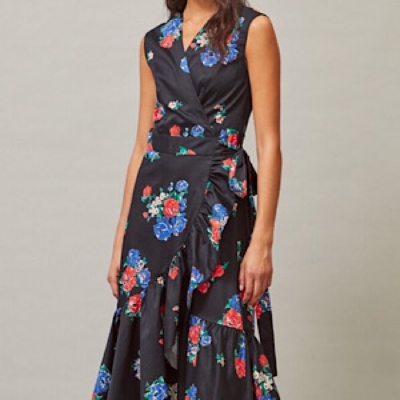 “NEW” Tory Burch Floral Printed Wrap Dress - Picture 2 of 8